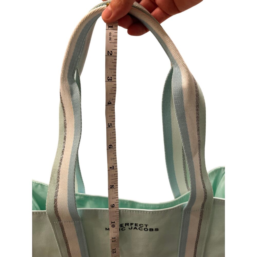 NWOT Perfect Marc Jacobs Canvas Tote Bag Light Blue Silver White - Picture 4 of 10